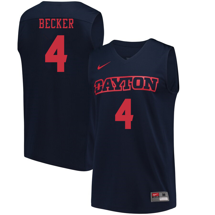 Men #4 Jared Becker Dayton Flyers College Basketball Jerseys Sale-Navy
